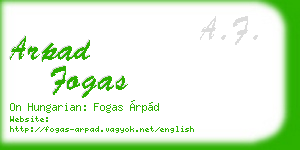 arpad fogas business card
